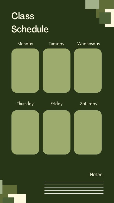 Green Cream and White Geometric Minimalist Class Schedule Phone Wallpaper Green Template Background Aesthetic, Phone Wallpaper Schedule Template, Class Schedule Template Lockscreen, Schedule Phone Wallpaper, School Schedule Templates, School Outfits Kids, Schedule Design Layout, Girls Back To School Outfits, Schedule Wallpaper