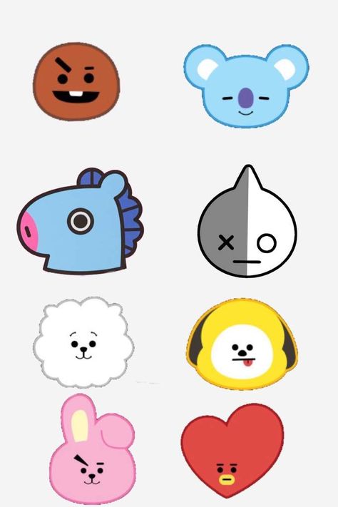 Bt21 Template, Paper Toys Bt21, Cookie Template, Royal Icing Templates, Bt21 Cooky, Macaron Template, Bts Christmas, Face Template, Pumpkin Coloring Pages