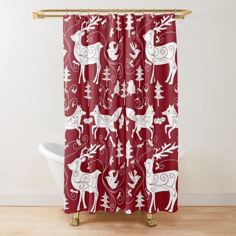 Get my art printed on awesome products. Support me at Redbubble #RBandME: https://www.redbubble.com/i/shower-curtain/Woodland-Winter-by-awkwarddesignco/165452940.YH6LW?asc=u Winter Shower, Woodland Winter, Curtains For Sale, Shower Curtains, My Art, Awesome Products, Shower Curtain, Curtains, Shower