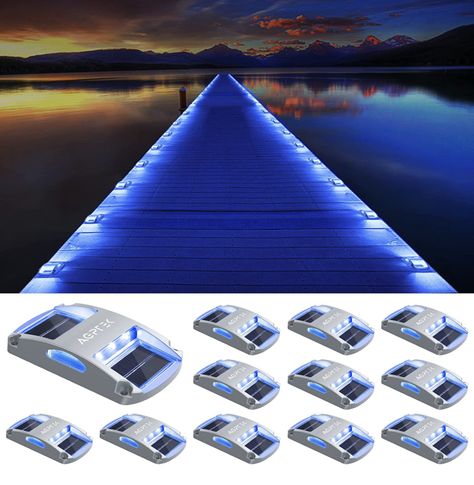 AGPTEK Solar Driveway Lights 12 Pack, Solar Deck Lights Outdoor Dock Marine Lights LED Dock Lights Solar Powered Waterproof Driveway Marker Lights for Warning Step, Sidewalk, Pathway, Garden, Yard Dock Lighting Ideas, Marine Lights, Dock Lights, Solar Driveway Lights, Driveway Lights, Dock Ideas, Pathway Garden, Driveway Markers, Driveway Lighting