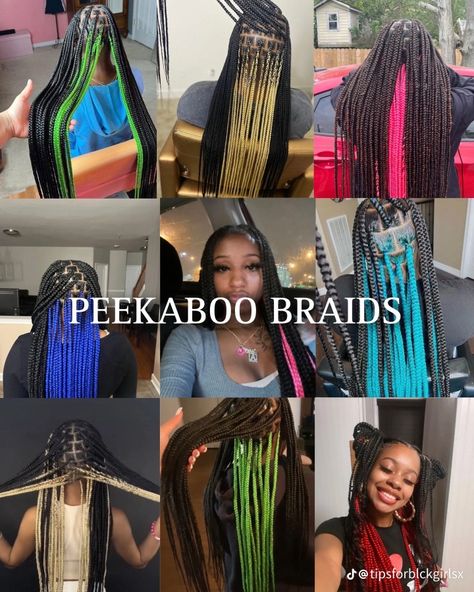 Peekaboo Braids, Braiding Hair Colors, Hair Braid Patterns, Braided Hairstyles For Black Women Cornrows, Beautiful Black Hair, Cute Hair Colors, Big Box Braids Hairstyles, Colored Braids, Quick Natural Hair Styles