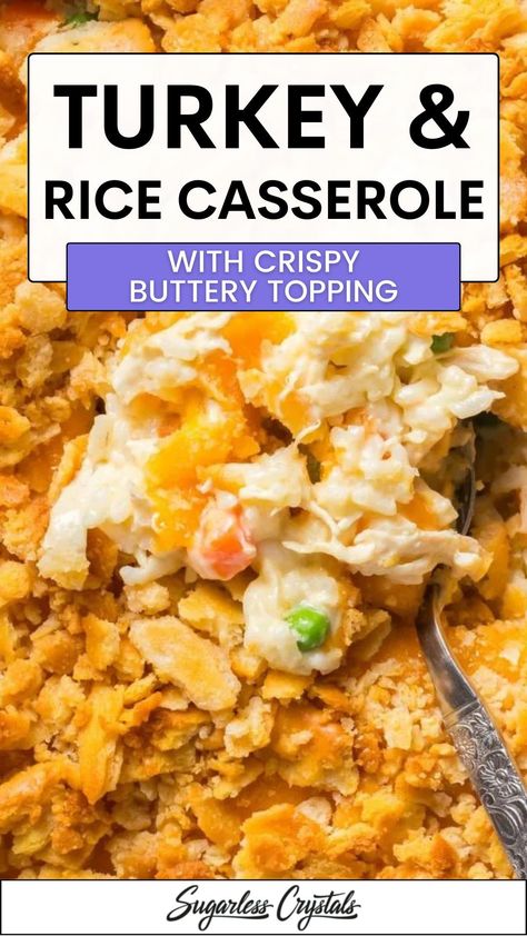 Ground turkey rice casserole is a super easy recipe to make for lunch and dinner. A creamy casserole recipe made with leftover turkey and a buttery cracker topping, it's the perfect pot luck recipe for game day. Try this healthy turkey casserole recipe today! Turkey Hashbrown Casserole Recipes, St Pauls Rice Casserole, Easy Ground Turkey Casserole Recipes, Turkey Lunch Meat Casserole, What To Do With The Turkey Carcus, Ground Turkey Casseroles, Recipes With Turkey Meat, Ground Turkey Rice Casserole, Healthy Ground Turkey Casserole