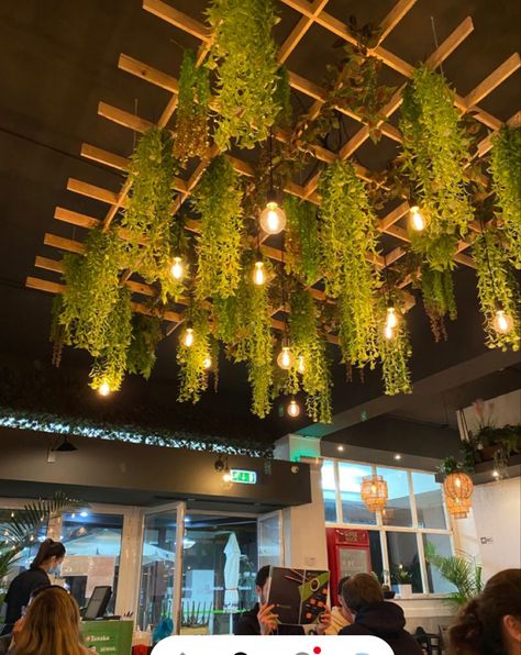 Garden Lighting Ideas, Rooftop Restaurant Design, Small Restaurant Design, Living Room Ceiling Wallpaper, Wallpaper Floor, Modern Restaurant Design, Outdoor Restaurant Design, Ceiling Wallpaper, Colour Hallway