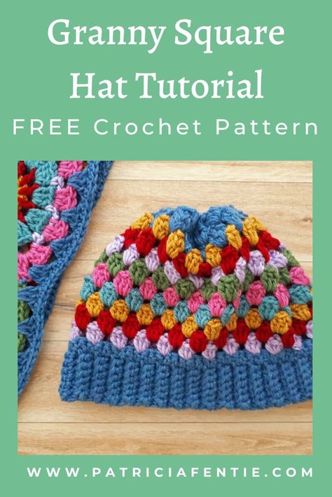 Granny Square Winter Hat Pattern, Granny Square Slouchy Hat Free Crochet, Granny Square Beanie Free Pattern, Granny Square Beret, Granny Stitch Hat Pattern Free, Crochet Square Hat, Granny Square Hat Pattern Free, Granny Square Crochet Hat, Crochet Granny Square Hat