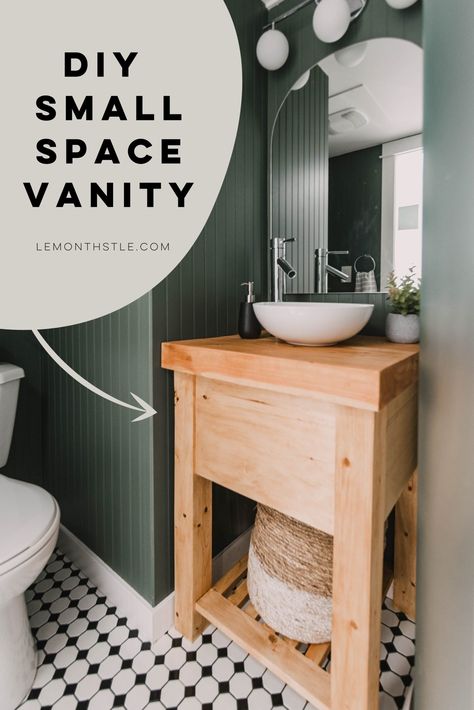 custom build this rustic vanity to suit your bathroom size with these simple plans! Concealed screws thanks to @kregtool #ad Click thru for free plans + tutorial! Small Basement Bathroom, Accent Wall Design, Classic Kitchen Design, Bathroom Accent Wall, Brick Fireplace Makeover, Small Basements, Diy Vanity, Diy Bathroom Remodel, Stunning Bathrooms