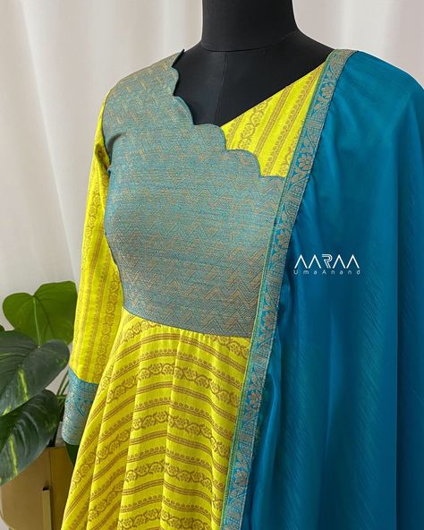 Swipe left to see the full pic.. Customised full flare anarkali with scalloped yoke and shimmer georgette dupatta. Back adorned with our signature handmade tassels. ** NOT AVAILABLE** #anarkali #designeranarkali #fullflareanarkali #silkanarkali #lemonyellowanarkali #lemonyellow #aarraabyumaanand #coimbatoreshopping #coimbatoreboutique #chennaishopping #designeranarkali #ethnicanarkali Flared Anarkali Dresses, Flared Anarkali, Designer Dresses Elegant, Kurtis Design, Anarkali Churidar, Stylish Kurtis, Anarkali Dresses, Stylish Kurtis Design, Silk Anarkali