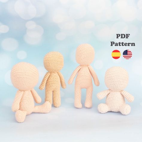 Amigurumi Crocheters, Expert Or Aspiring … This Set Of Base Body Patterns Is For You! - KnitHacker Crochet Base, Crochet Hack, Crochet Etsy, Anime Dolls, Crochet Doll Pattern, 4 In 1, Doll Pattern, Amigurumi Doll, Doll Patterns