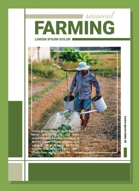 Seasonal Farming Poster Template. AI, EPS. Agriculture Magazine, Magazine Layout Design, Poster Templates, Magazine Ads, Magazine Layout, Poster Template, Magazine Design, Design Inspo, Layout Design