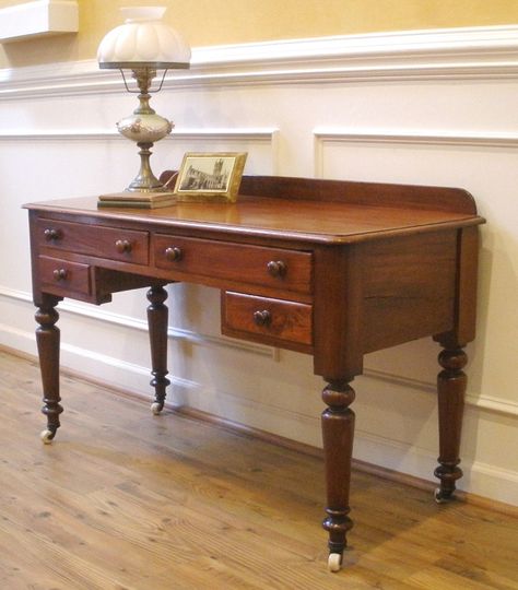 Vintage Sofa Table, Southern Charm Decor, Wooden Study Table, Computer Table Design, Rustic Entryway Table, Mahogany Desk, India Home Decor, Antique Furniture For Sale, English Furniture