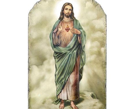 Catholic Bedroom, Arched Tile, Papa Jesus, Relief Tile, The Sacred Heart Of Jesus, Catholic Pictures, Prayer Corner, Immaculate Heart, Special Prayers