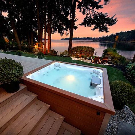 Swim Spa Deck, Hot Tub Deck Design, Sunken Hot Tub, Hot Tub Landscaping, Hot Tub Designs, Hot Tub Patio, Jacuzzi Hot Tub, Spa Jacuzzi, Best Above Ground Pool