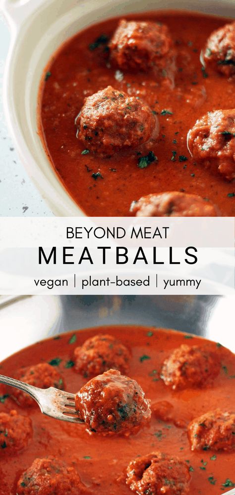 Vegan Meat Substitute Recipes, Vegan Meatballs Beyond Meat, Beyond Meatball Recipe, Beyond Beef Meatballs, Beyond Meat Meatballs Recipe, Beyond Ground Meat Recipes, Beyond Meatballs, Vegan Spaghetti And Meatballs, Beyond Meat Meatballs