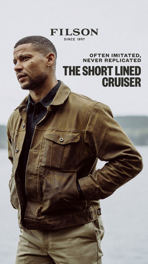 A true Filson icon. Often imitated, never replicated. Made with the same heavy-duty fabric that's protected loggers, tradesmen, and sportsmen for over a century. Practical Clothes, Filson Jacket, Vans Aesthetic, Paid Ads, Minimalist Fashion Men, Guy Style, Minimalist Men, Men Haircut Styles, Classy Men