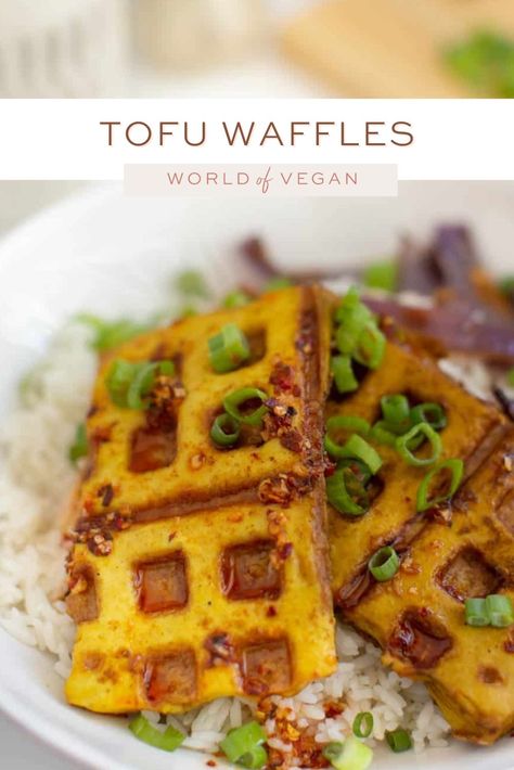 Tofu Waffles Tofu Waffles, Breakfast Tofu, Savory Waffle Recipe, Ways To Cook Tofu, Cook Tofu, Cinnamon Waffles, Waffle Iron Recipes, Vegan Waffles, Waffle Maker Recipes