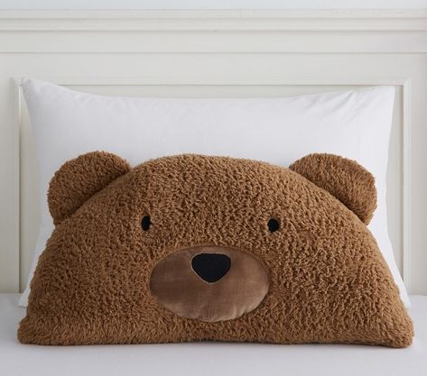 Bear Pillow Pattern, Neutral Toddler Boy Room, Teddy Bear Nursery Theme, Teddy Bear Pillow, Teddy Bear Nursery Decor, Bear Home Decor, Desert Trip, Shaped Pillows, Tiny Room