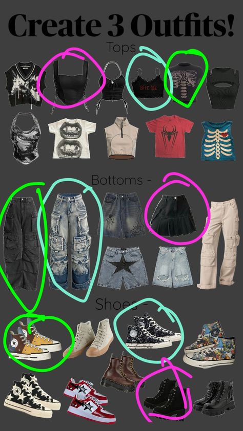 #createanoutfit #pickyouroutfit #pickyourfit #pickyouroutfit #createoutfits #goth #emo #alternative #hashtag #idk #beyou #beyourself Emo Clothes, Create Outfits, Thrift Shopping, Dream Wardrobe, Your Aesthetic, Cute Outfits, Energy, Wardrobe, Pins