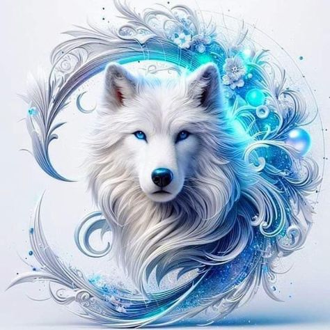 Native American Wolf Art, Wolf Art Fantasy, Mystical Wolf, Native American Wolf, Snow Wolf, Mystical Animals, Fantasy Wolf, Spirit Animal Art, Wolf Spirit Animal