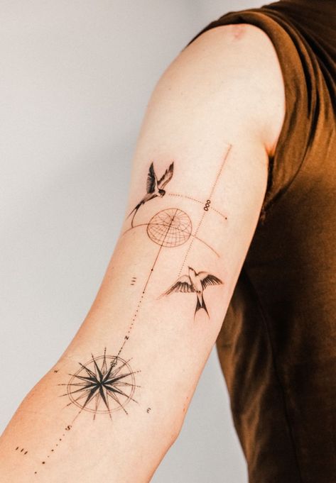 Find your next tattoo Turtle Compass Tattoo, Fine Line Compass Tattoo, Black And Gray Tattoo, Gray Tattoo, Los Angeles Tattoo, Miami Tattoo, Explore Tattoo, City Tattoo, London Tattoo