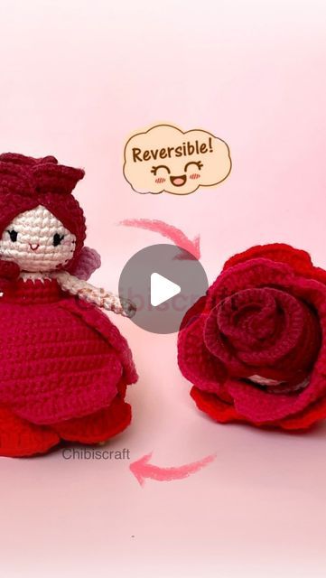 Crochet Rose Fairy Free Pattern, Crochet Flower Fairy Free Pattern, 7 February Rose Day, Crochet Rose Pillow, Rose Pillow Pattern, Reversible Rose Fairy, Rose Step By Step, Crochet Baby Blanket Free Pattern, Doll Patterns Free