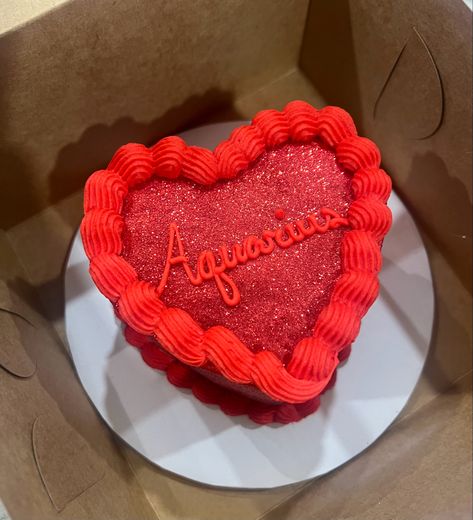 Cake from : @getbaked_cakes_2.0 on instagram IG| xashlyntae Heart Birthday Cake Aquarius, Aquarius Heart Cake, Aquarius Szn Cake, Aquarius Cake Birthdays, Aquarius Birthday Cake, Aquarius Cake, Red Heart Cake, Red Birthday Cake, Birthday Cake Red