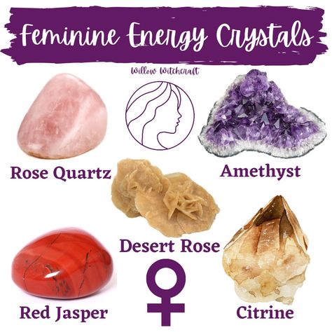 Willow Witchcraft Feminine Energy Crystals, Energy Stones Crystal Healing, Crystal Witch, Crystal Healing Chart, Witch Crafts, Crystal Work, Crystal Vibes, Crystal Guide, Magical Stones