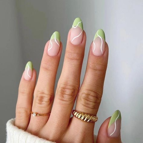 Wave Nails, Manicure Designs, French Manicure Designs, Lines On Nails, Almond Nails Designs, Almond Nail, Trendy Nail, Trendy Nail Art, Pastel Nails