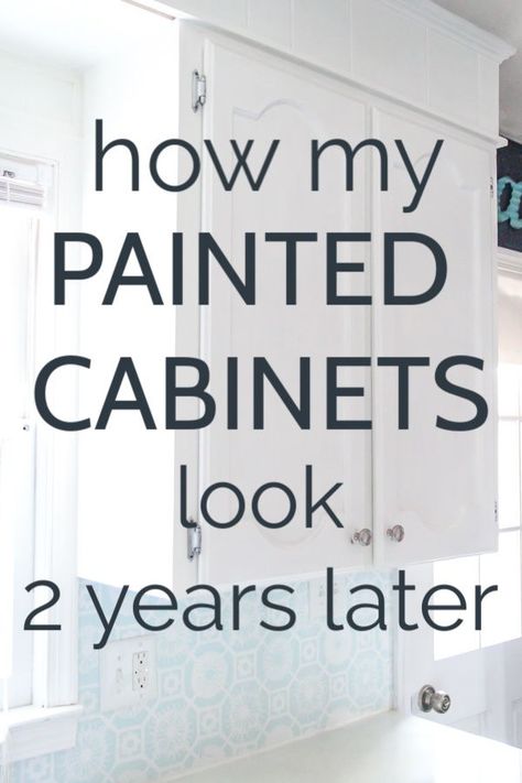 Painted Kitchen Cabinets, Cupboard Paint, Kitchen Cupboards Paint, Painted Cupboards, Painted Cabinets, Two Years Later, Painted Kitchen, Old Cabinets, Kitchen Cabinets Makeover