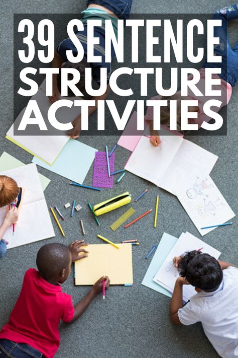 16 Sentence Building Activities | If you’re looking for ways to make learning fun both at home and in the classroom, this collection of sentence structure worksheets for kids in kindergarten, 1st grade, and beyond is a great place to start. We’ve included free printables as well as language arts bundles for kids that can be used as part of your morning work literacy activities and to create writing centers for the classroom. #languagearts #literacy #literacycenters Written Expression Activities, Building Sentences 2nd Grade, Sentence Structure Worksheets, First Grade Sentence Writing Activities, Sentence Structure First Grade, Teach Sentence Structure, Sentence Building Games, Teaching Sentence Structure First Grade, Sentence Structure Activities