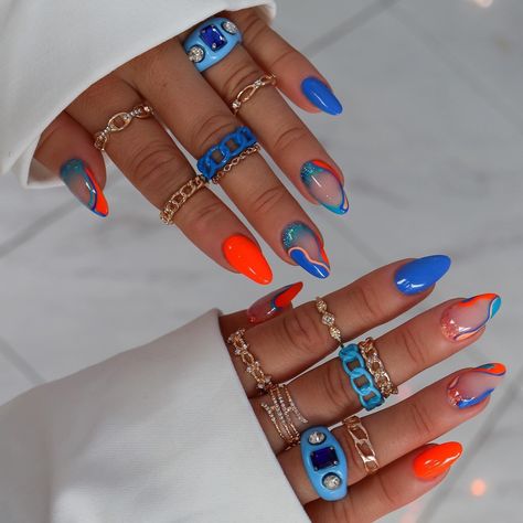 Summery Nails, Cute Gel Nails, Festival Nails, Get Nails, Dream Nails, Fire Nails, Funky Nails, Pretty Acrylic Nails, Fancy Nails