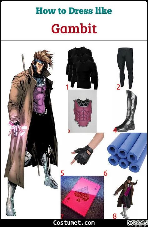 Xmen Costume, Gambit Cosplay, Gambit Xmen, Diy Costumes Men, X Men Costumes, Gambit X Men, Gambit Marvel, Men Costume, Easy Cosplay