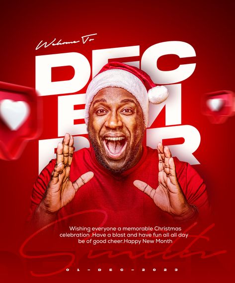 Christmas Social Media Posts Ideas, December New Month Design, December Poster Design, Welcome To December Flyer Design, Creative Christmas Poster Design, December New Month Flyer, Christmas Flyer Design Graphics, Happy New Month December Flyer Design, December Flyer Design