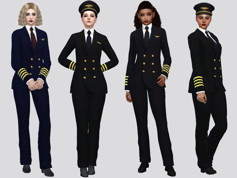 The Sims Resource - Pilot Uniform F Sims 4 Pilot Uniform, Sims 4 Flight Attendant Cc, Pilot Uniform Woman, Sims 4 Work Uniform Cc, Sims 4 Military Uniform, Sims 4 Police Uniform, Sims 4 Police Uniform Cc, Sims 4 Military Cc, Sims 4 Suit Cc