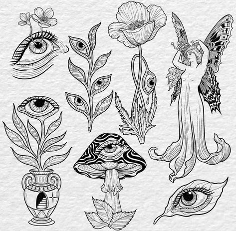 Eyeball Art, Tattoo Portfolio, Tattoo Flash Art, Black Ink Tattoos, Mini Drawings, Flash Art, Simplistic Tattoos, Tattoo Design Drawings, Creative Tattoos