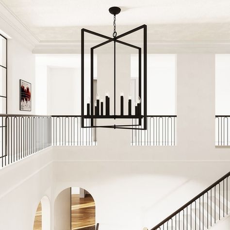 Modern Farmhouse 12-light Geometric Adjustable Metal Chandelier - 31 inches - Bed Bath & Beyond - 38408253 Geometric Outline, Foyer Lighting, Rectangle Chandelier, Candle Style Chandelier, Bathroom Outdoor, Geometric Chandelier, Candle Chandelier, Metal Chandelier, Farmhouse Charm