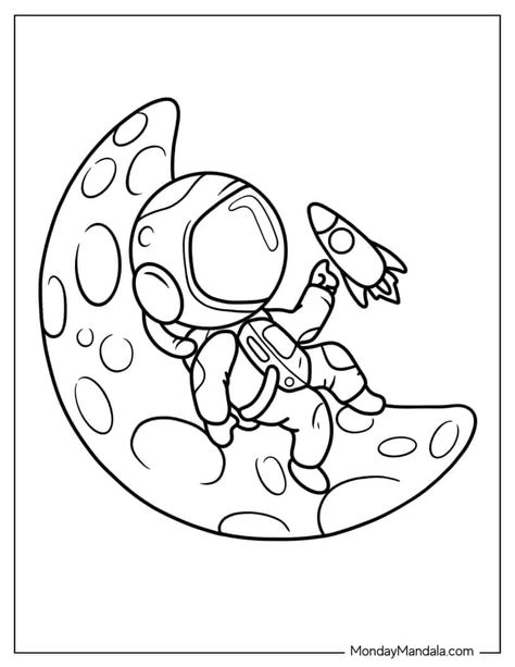 Printable Space Coloring Pages, Space Theme Coloring Pages, Space Drawings For Kids, Cartoon Astronaut Drawings, Outer Space Coloring Pages Printables, Astronaut Coloring Page Free Printable, Free Space Coloring Pages, Spaceship Coloring Page, Space Printables Free