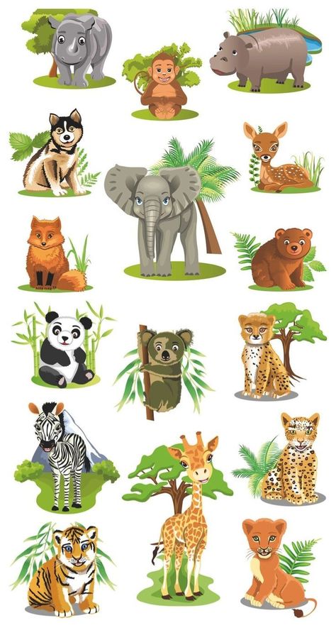 Cartoon Jungle, Animal Pictures For Kids, Animals Crossing, Animals Cartoon, Amazing Animals, Animal Clipart, Jungle Animals, Animals Images, Safari Animals