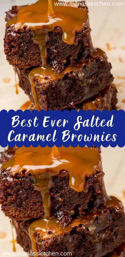 Salted Caramel Brownie Recipe, Caramel Brownies Recipe, Easy Brownies, Salted Caramel Brownies, Caramel Brownies, Brownies Recipe, Brownie Recipe, Fudgy Brownies, Caramel Sauce