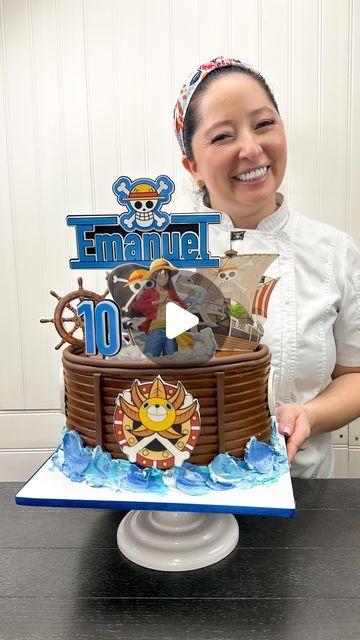 One Piece Torte, One Piece Cake Design, One Piece Birthday Cake, Bolo One Piece, One Piece Cake, Pirates Cake, Nyc Birthday, One Piece Birthdays, Pirate Cake