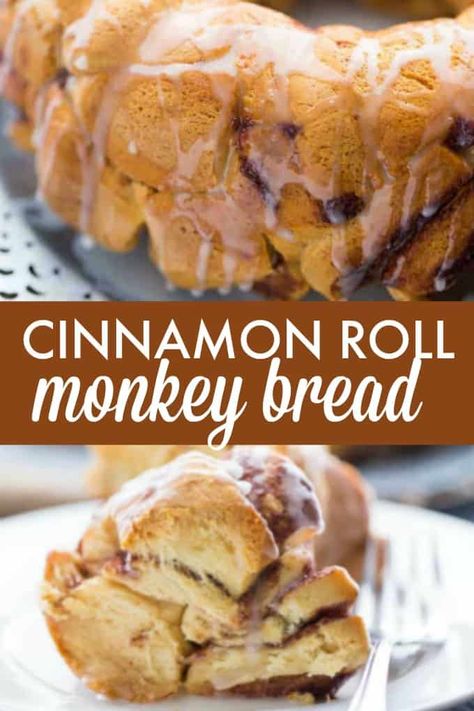 Cinnamon Roll Monkey Bread - You'll love this easy dessert hack! Instead of making cinnamon rolls, give this scrumptious monkey bread recipe a try. Desserts Dips, Cinnamon Monkey Bread, Oatmeal Pancakes Healthy, Cinnamon Roll Monkey Bread, Monkey Bread Recipe, Dessert Hacks, Cinnamon Roll Casserole, Cinnamon Roll Dough, Cinnamon Rolls Easy