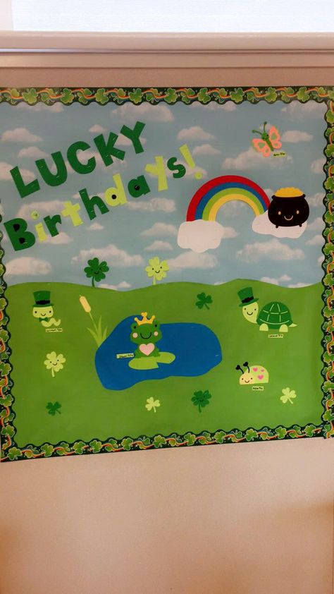 March Birthday Bulletin Board Ideas, March Office Decorations, March Birthday Bulletin Boards, March Birthday Board Ideas, Infant Projects, Daycare Bulletin Boards, Middle School Bulletin Boards, Teacher Door Decorations, Birthday Board Classroom