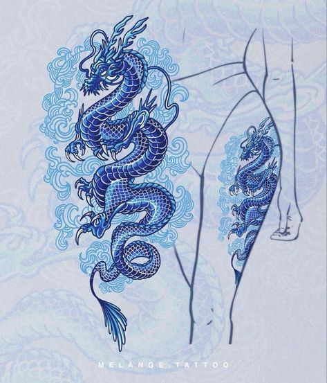 Chinese Water Dragon Tattoo, Japanese Water Dragon Tattoo, Blue Dragon Drawing, Blue Tattoos For Women, Water Dragon Drawing, Water Dragon Art, Water Dragon Tattoo, Water Tattoo Ideas, Haku Tattoo