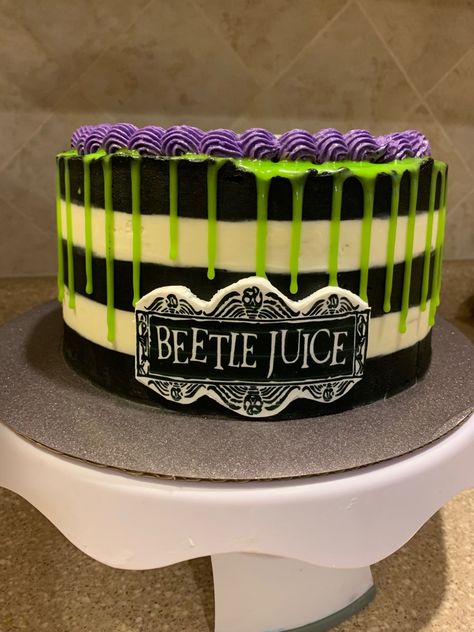 Beetlejuice First Birthday, Beetlejuice Birthday Party Food, Beetle Juice Cake Ideas, Beetlejuice Birthday Party Decorations, Beetle Juice Baby Shower Ideas, Beetle Juice Birthday Party, Beetle Juice Cupcakes, Beetlejuice Birthday Cake, Beetlejuice Birthday Party Ideas