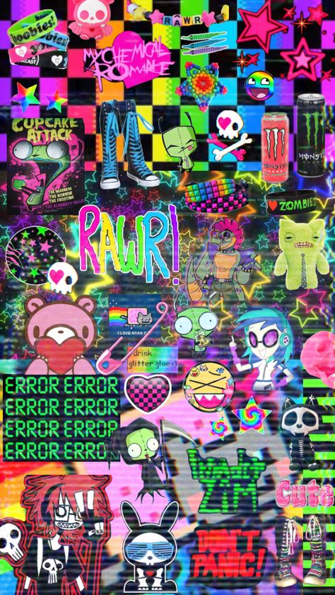 #scene #pinkandgreen #emo #horror #scenequeen #kandi #invaderzim #cute Scene Wallpaper, Scene Core, Scene Queens, Candy Pop, Rawr Xd, Love Scenes, Scene Fashion, Scene Emo, Girly Tattoos