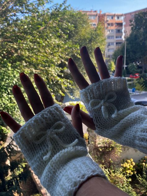 Hello everyone! Me and my mom knit this beautiful fingerless gloves, to make some savings for my master's degree. If you want to support us we would be grateful! Our gloves are made from acrylic wool and they are really soft. Since they are knitted and soft, they can expand if your hands are big. We now have two pattern options, both of them are included in the listing :) Please specify which one you want while buying it. Our size is: Length: 16 cm / 6.3" Width: 8.5 cm / 3.4" We also offer other Cute Handwarmers, Knit Gloves Aesthetic, Crochet Gloves Ideas, Knitted Gloves Fingerless, Knit Gloves Pattern, Hand Warmers Aesthetic, Crochet Hand Warmers Free Pattern, Hand Warmers Outfit, Hand Warmer Crochet