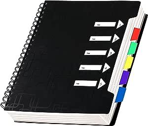 University Supplies, 5 Subject Notebook, School Work Organization, Notebooks For School, Back To University, A4 Notebook, Divider Tabs, Notebook Organization, Black Office