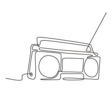 Stereo Tattoo Design, Music One Line Drawing, Radio Tattoo Design, Retro Radio Illustration, Radio Tattoo Vintage, Stereo Tattoo, Radio Doodle, Radio Tattoo, Radio Illustration