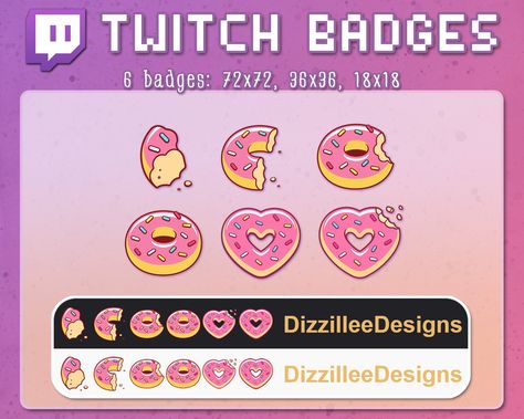 Twitch Sub Badge Ideas, Badges Ideas, Twitch Streaming Setup, Twitch Bits, Twitch Badges, Twitch Sub Badges, Pink Donut, Streaming Setup, Silhouette People