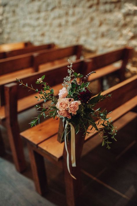 Simple Romantic pink pew ends. Photo credit: www.emiliemay.com Church Pew Wedding Decorations, Church Pew Flowers, Church Pew Wedding, Wedding Aisle Decorations Outdoor, Church Pew Decorations, Wedding Pew Decorations, Ceremony Decorations Church, Pew Flowers, Wedding Church Decor