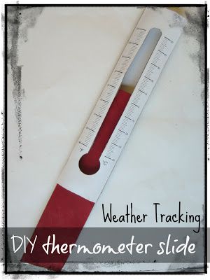 Kids can track the weather for five days with a free printable recording sheet and this handy thermometer slide (made from two paper towel tubes). Diy Thermometer, Thermometer Activities, Weather Unit Study, Weather Tracking, Science Experience, Unable To Sleep, Weather Unit, 1st Grade Science, Counseling Kids