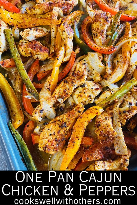 chicken and pepper sheet pan dinner Cajun Chicken Sheet Pan Dinner, One Pan Chicken And Peppers, Cajun Chicken And Peppers, Sheet Pan Chicken And Peppers, Chicken And Peppers, Dinners Chicken, Sheet Pan Meals Chicken, Sheet Pan Dinners Chicken, Sheet Pan Dinners Recipes